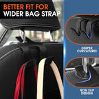 Car Headrest Hooks for Purses and Bags, Upgraded 2 in 1 Cars Back Seat Head Rest Hanger Vehicle Leather Organizer Storage Holder Hook Matching Cars Interior, 2-Pack, Black