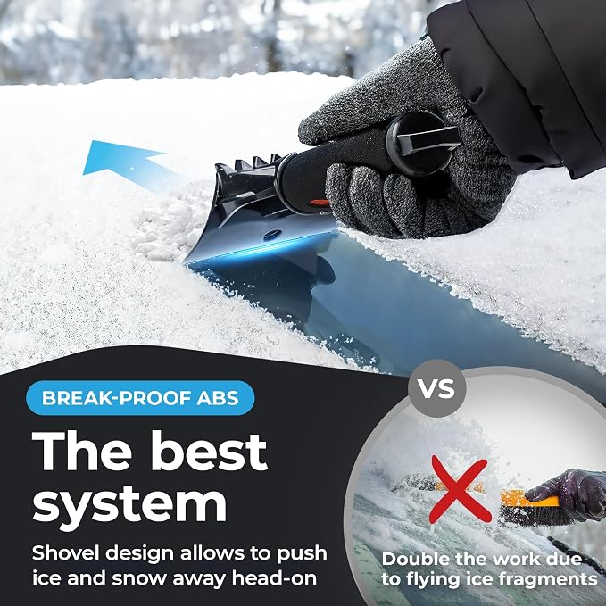 Car Ice Scraper for Car Windshield Test Winner 2026* - Ergonomic Professional Snow Scraper for Car Fast & Strong - Efficient & Safe Windshield Scraper for Ice and Snow