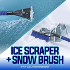 2 Pack 27" Multi-Purpose Ice Scraper and Extendable Snow Brush for Cars with Foam Grip and 360-Degree Pivoting Brush Head, SJEG-SB27X2