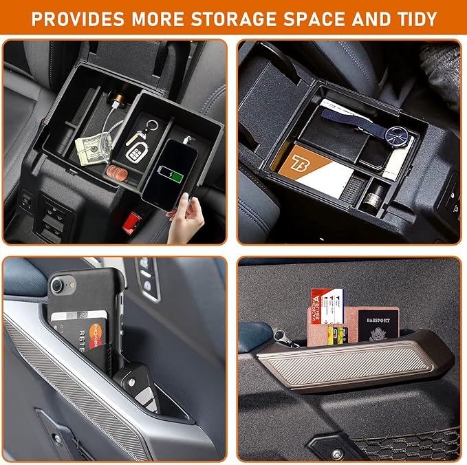 for Ford Bronco Accessories 2021-2025, Center Console Storage Organizer and Door Handle Storage Box, Insert Tray Armrest Storage Box for Bronco 2021-2023 2024 2025 2 Doors and 4 Door(4PCS)