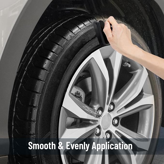 Car Tire Shine Applicator,Large Vegan Tire Shine Brush - Automotive Tire Dressing Applicator Brush with Storage Stand for Tire Detailing & Car Wash Kit, Black, 3.6 Inch Length (Black)