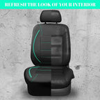 Universal FIT Piping Leather Car Seat Cover, for suvs,Van,Trucks,Airbag Compatible,Inside Zipper Design and Reserved Opening Holes (Full Set, Black and Mint)