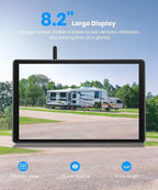 8.2'' RV Backup Camera Wireless: Compatible with Pre-Wired RV, 1080P HD Monitor with CarPlay, Voice Control, IR Night Vision, DVR Recording Back Up Camera for Camper, Trailer, Motorhome