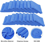30 Pcs 12 x 16 Inch Edgeless Microfiber Plush Towels for Cars Detailing Drying Wash Polishing Absorbent Cleaning Cloths, 500 GSM (Dark Blue)