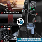 2 in 1 Auto-Clamping Cup Phone Holder for Car, 15W Fast Wireless Charging Cup Holder Phone Mount with Type-C Cable, Adjustable Car Cup Expander for Large Bottles