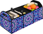 Purple Mandala Flower Car Trunk Storage Box with Pockets Car Accessory for SUVs Cars Automotive Organizer