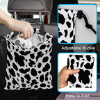 Car Trash Bag Cow Texture Car Garbage Bag Hanging Car Trash Can for Back Seat with Drawstring, Waterproof Garbage Bags for Accessories Vehicle Travelling Camping Outdoor