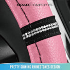 Leopard Steering Wheel Cover for Women, Cute Anti-Slip Microfiber Leather, Universal Fit 14.5-15 Inch Round Steering Wheel - Pink