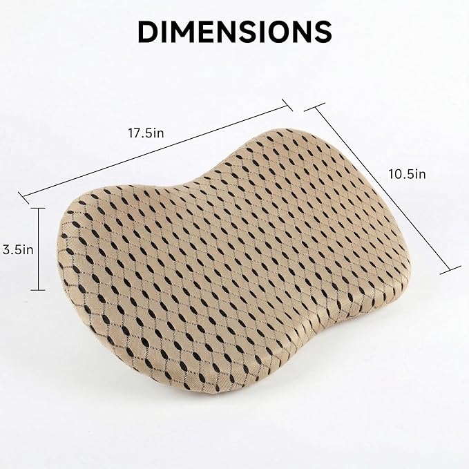 Car Seat Cushion - Memory Foam Seat Pad for Sciatica & Lower Back Pain Relief - Driving Cushion with Breathable Mesh Cover - Road Trip Essentials for Drivers (3D Beige)