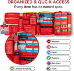Premium First Aid Kit, 219 Pcs Fully Stocked, Organized Emergency Medical Kit with Zip Stitch Wound Closure, Ideal for Car, Travel, Hiking, Home, Businesses, HSA/FSA Approved (Large)
