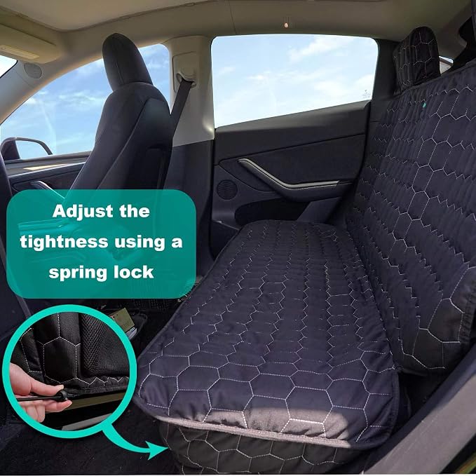 Dog Seat Covers for Tesla Model Y Back Seat Cover for Kids, Heavy Duty Bench Seat Cover with Headrest for Model Y, Non Slip Waterproof Durable Custom Fit Back Seat Covers for 2020-2025 Model y