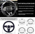 PU Leather Car Steering Wheel Cover with Anti-Slip Grip, for Women and Men, Universal Fit for 14.5-15 Inch Cars, Trucks, SUVs (Gray (Round), Medium(Standard) Size[14 1/2''-15''])