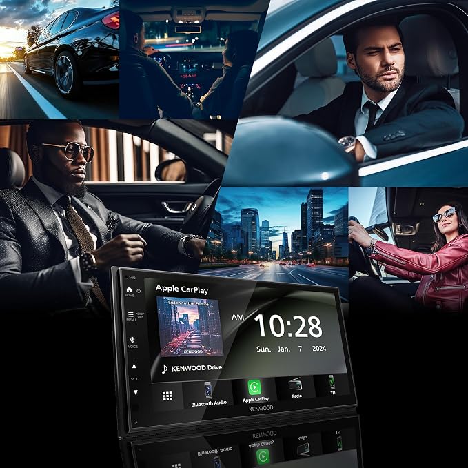 DMX4710S Digital Car Stereo (50W x 6-Ch), Wired Apple CarPlay & Android Auto, Bluetooth-Enabled Head Unit with 6.8" LCD Display, Single DIN Touchscreen Car Stereo with USB Mirroring