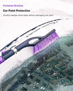 Ice Scraper and Brush for Car, Extendable Snow Brush and Ice Scraper for Car Windshield Window, Car Snow Scraper and Brush with Foam Grip for SUV Truck Automobile Vehicle - Purple
