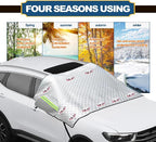 Car Windshield Snow Cover with Side Mirror and Hook, Winter Windshield Sun Shade Foldable, Magnetic Windshield Cover for Ice and Snow, Extra Large Fit for Car/SUV, Pickup truck, 96"x59" Silver