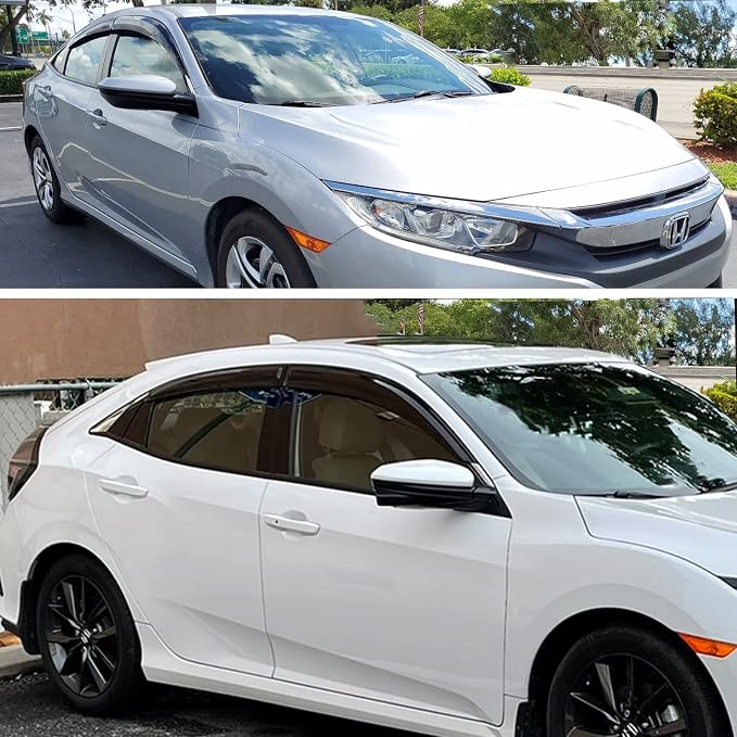 Window Visors Rain Guards Smoke Car Sun Shades Window Deflectors Vent for 2016-2021 Honda Civic 4 Door Sedan,Side Window Visor Deflectors EX EX-L LX Sport Touring Durable Vent Shades