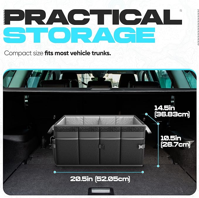 Trunk Organizer For SUV Car Trunk Organizer, Foldable Storage, Car Accessories for Women Men, Collapsible Bag, 600D Oxford, Non Slip Bottom, Straps, Soft Cover (50L)