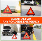 2 Pack Emergency Warning Triangle and Reflective Safety Vest Set – Foldable Reflective Roadside Triangles, Essential Car Emergency Kit for Vehicle Breakdowns and Road Safety