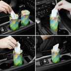 Car Tissue Holder, 4 Pack Car Cup Holder Facial Tissues with Travel Tissue Bag, Quick and Convenient Flower Combination Car Tissue Box(4 Canisters/200 Tissues) Yellow - Green