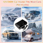 Car Heater Fan, 12V 200W Fast Heating and Cooling Fan Portable Windshield Defogger and Defroster Plug into Cigarette Lighter for Car RV SUV (Black Black)