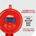 555e: Precision Digital Tire Inflator, Air Pressure Gauge, Grip-Head Air Chuck, 20" Hose, 1/4" Npt, W/Extreme ± 0.1& Accuracy, 10-120 Psi