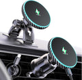 for iPhone Magsafe Car Mount Charger, Wireless Car Charger Magnetic Car Phone Holder for Dash Air Vent-LED HandsFree Car Mount Fast Car Charger for iPhone 17/16/15/14/13/12 Carbon Firber