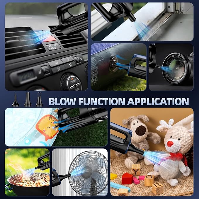 Car Vacuum Portable Cordless, 18000Pa 2 in 1 Vacuum Cleaner&Air Duster, 130W Brushless Motor Handheld Vacuum Cordless with 7800mAh Battery, LED Light, Multi-Nozzles for Car, Home, Office, Pet
