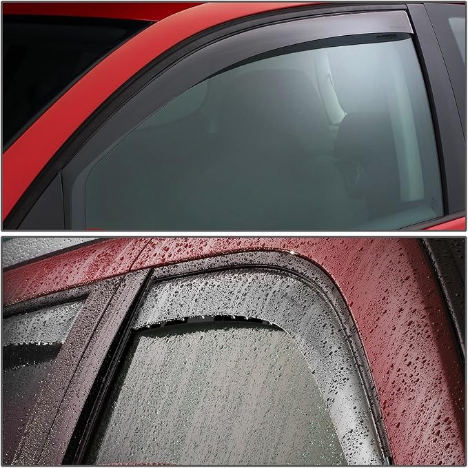 Window Visors Compatible with 09-14 Honda Fit, 4Pcs Front & Rear Tape-On Window Vent Visor Deflectors Rain Guard, Glossy Dark Smoke