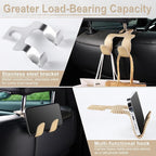 Upgraded Superior Leather Car Seat Back Headrest Hook, 2 in 1 Auto Seat Hook Hangers Holder Organization Interior Accessories for Purses Coats Umbrellas Grocery Bags Handbag (Beige)