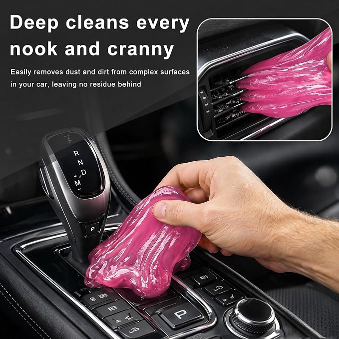 Car Cleaning Gels, Reusable Dashboard Dust Removal Slime Auto Detail Cleaner, Universal Cleaning Putty Air Vent Dusting Mud Fits for Vehicles Keyboards Laptops Keys (Pink)