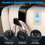 4-Pack Car Headrest Hooks Vehicle Storage Organizer for Purses Handbags Groceries Backpack Coats –Holds 55lbs 360° Rotating Black