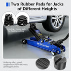 2.5T Floor Jack, 5500 lbs, 3.35"-14.96" Lift, Tire Kit, Pads & Bag | Steel jack, 3.35"-14.96" lift. 360° swivel handle, rear casters. Includes tire kit, 2 rubber pads & bag.