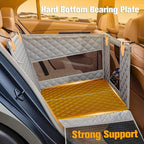 Large Dog Car Seat, Back Seat Extender for Dogs with 3 Mesh Windows, Waterproof Medium Carseat for Dogs with Hard Bottom, Pet Seat Cover for Cars, Trucks and SUVs
