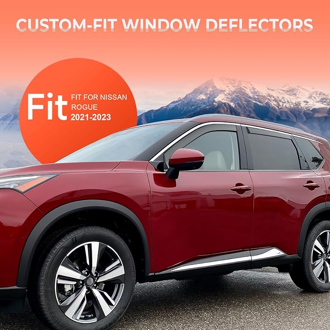 in-Channel Rain Guards Fit for Nissan Rogue 2021 2022 2023 2024 2025 2026, Extra Durable Side Window Deflectors 2021-2026 Rogue Wind Deflectors Rain Guard Black 4 PCS