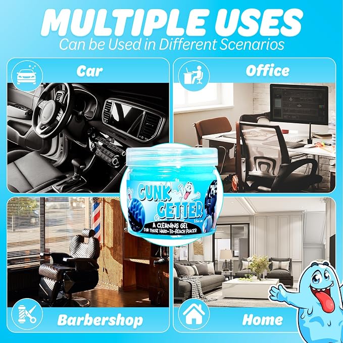 Cleaning Gel for Those Hard to Reach Places, Automotive Cup Holder Electronic Keyboard Office, Slime Gel Cleaner Dust Crumb Removal (Jar, Blue, 3.5oz)