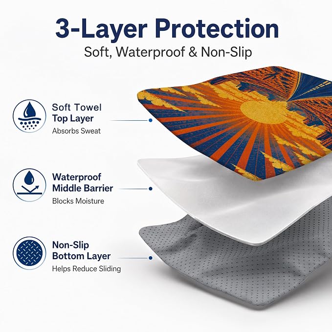 Car Seat Towel Cover 2 Pack for Front Seats, Sweat Absorbent Car Seat Protector with Non-Slip Backing, Waterproof Towel Car Seat Covers for Runners, Gym, Swimming, Beach, Desert Road Sunset