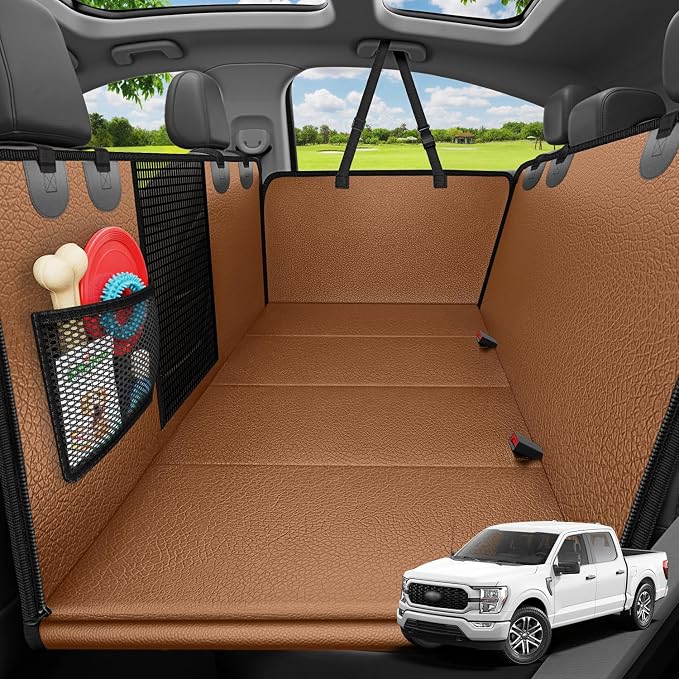 Hard Bottom Dog Car Seat Cover for Pets 100% Waterproof Seat Cover Hammock 600D Heavy Duty Scratch Proof Nonslip Durable Soft Back Seat Covers for Full Size Trucks
