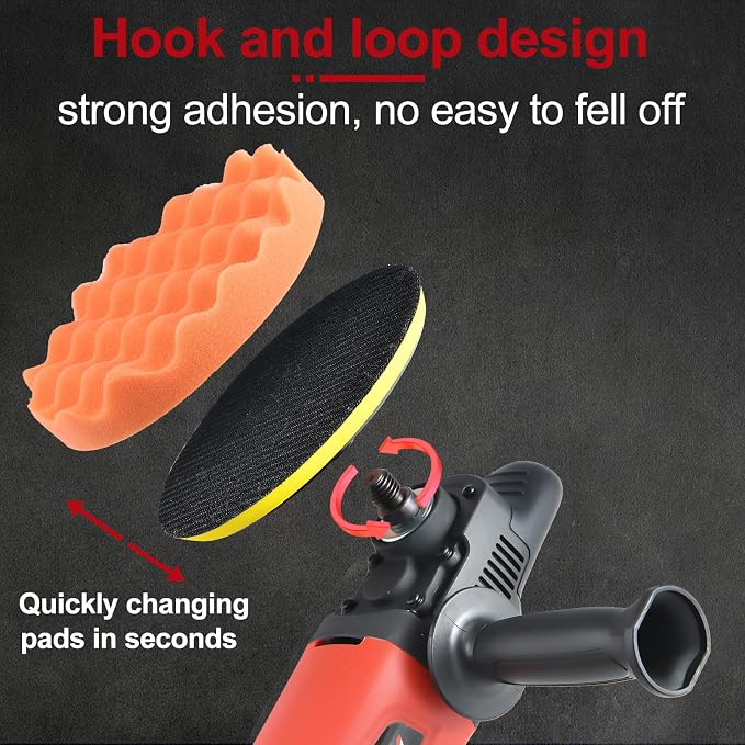 Rotary Buffer Polisher,1200W 6-inch/ 7-inch Car Buffer,Car Polisher Waxer Kit with 6 Variable Speed 1000-3500RPM & 4 Polishing Pads,Detachable Handle for Boat,Car Polishing and Waxing