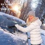 Snow Brush and Ice Scraper 18 Inch, Heavy Duty Car Windshield Snow Removal Tool with Thick Soft Bristles, Scratch Safe ABS Scraper, Anti Slip Foam Grip (Grey)