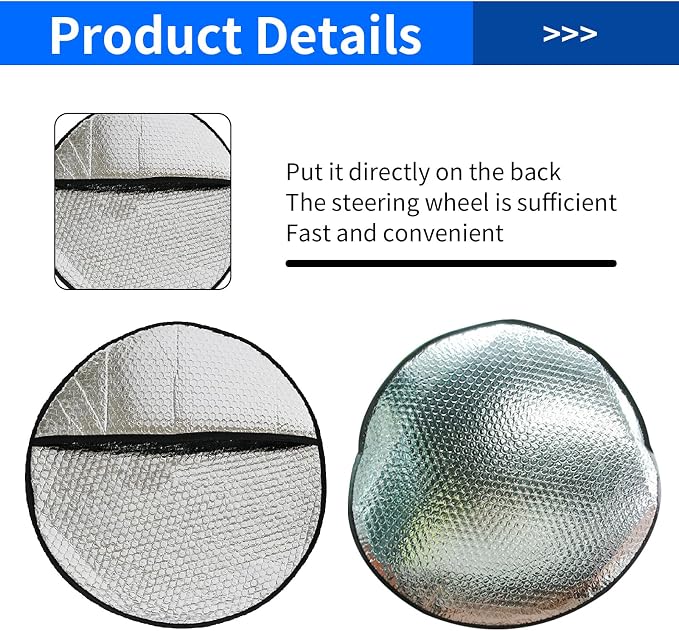 1 Pcs Steering Wheel Sun Shade Cover, Steering Wheel Sun Heat Shield ,18.11in Steering Wheel Sun Block Anti-Heat Aluminum Foil For Suv Truck Van Cars Silver