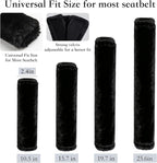 Soft Faux Fur Universal Fit Seatbelt Cover Car Truck SUV Airplane Seat Belt Shoulder Pad for Carmera Backpack Straps Neck Cushion Protector Extra Long 19.7in Black