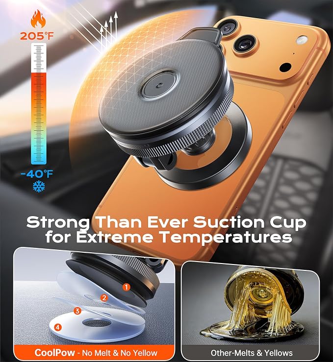 for MagSafe Car Mount【Windshield+Vent+Dash】Magnetic Phone Holder for Car Phone Holder Mount Cell Phone Holders for Your Car Accessories Suction Phone Mount for Car Truck Stand for iPhone 17 16