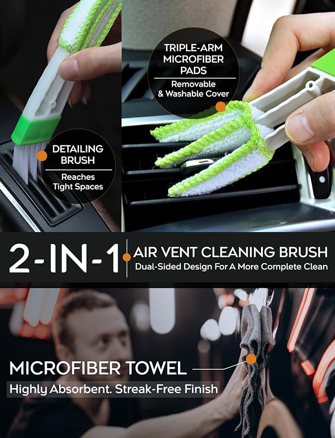 Car Duster Kit, Ultra Soft Microfiber, Lint & Scratch Free | Includes Storage Bag & Unbreakable Handle, Removes Pollen & Dust, Exterior & Interior for SUV & Home