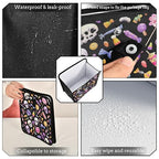 Car Trash Can Organizer Bin with Adjustable Strap for Back Front Seat Console Waterproof Leakproof Collapsible Portable 8.66 Inch Halloween Skulls Lollipops Candies