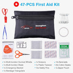 Car Roadside Emergency Kit with Jumper Cables, Auto Vehicle Safety Road Side Assistance Kits, Winter Car Kit Essentials for Women and Men, with Portable Air Compressor, Folding Survival Shovel