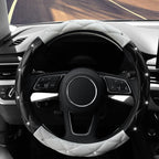 Cute Diamond Soft Leather Anti-Slip Steering Wheel Cover with Bling Bling Crystal Rhinestones, Universal 15 Inch for Women Girls, Fit Vehicles, Sedans, SUVs, Vans, Trucks - Black and White