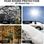 Exterior Car Sun Shade for Windshield & Mirrors, Multi-Layer Reflective Heat Shield, Blocks Sun & Snow, Keeps Interior Cooler, Anti-Theft Door Flap, All Season for SUV Sedan Truck（57"x42"）