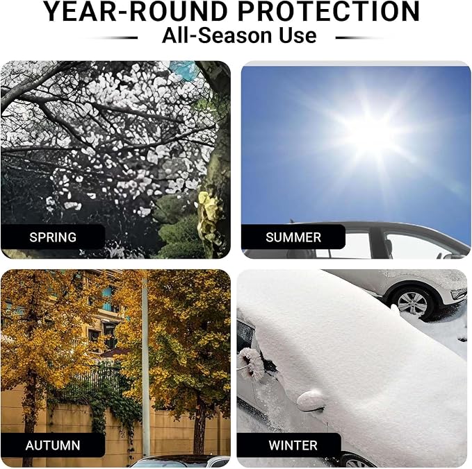 Exterior Car Sun Shade for Windshield & Mirrors, Multi-Layer Reflective Heat Shield, Blocks Sun & Snow, Keeps Interior Cooler, Anti-Theft Door Flap, All Season for SUV Sedan Truck（57"x42"）