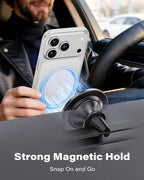 A2C for MagSafe Car Mount,[One-Piece] [17 N54] Magnetic Car Phone Holder for Air Vent, Silicone-Coated Metal Clips, No Assembly One-Hand Operation, 360°Adjustable Car Mount for Magsafe iPhone (2 Pack)