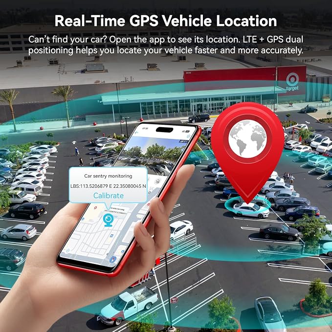 4G LTE Dash Cam with Live-Streaming, Anti-Theft Car Security Camera, Instant Alert via App, Cloud & SD Storage, 2K+1080P Front Inside, No Screen, IR Night Vision, 24/7 Parking Mode, GPS, OBD